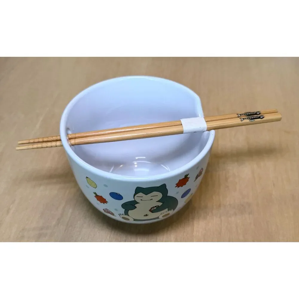 Pokemon Snorlax 20oz Ceramic Ramen Bowl with Chopsticks Silver Buffalo
